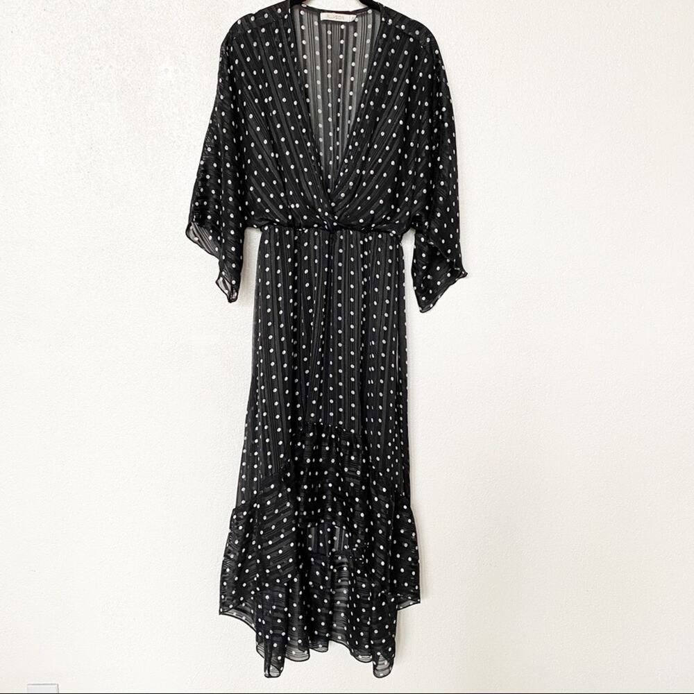 Allyson Black Shimmer Polka Dot Dress Size Small